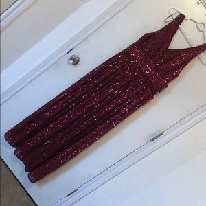 Red sequin cocktail dress